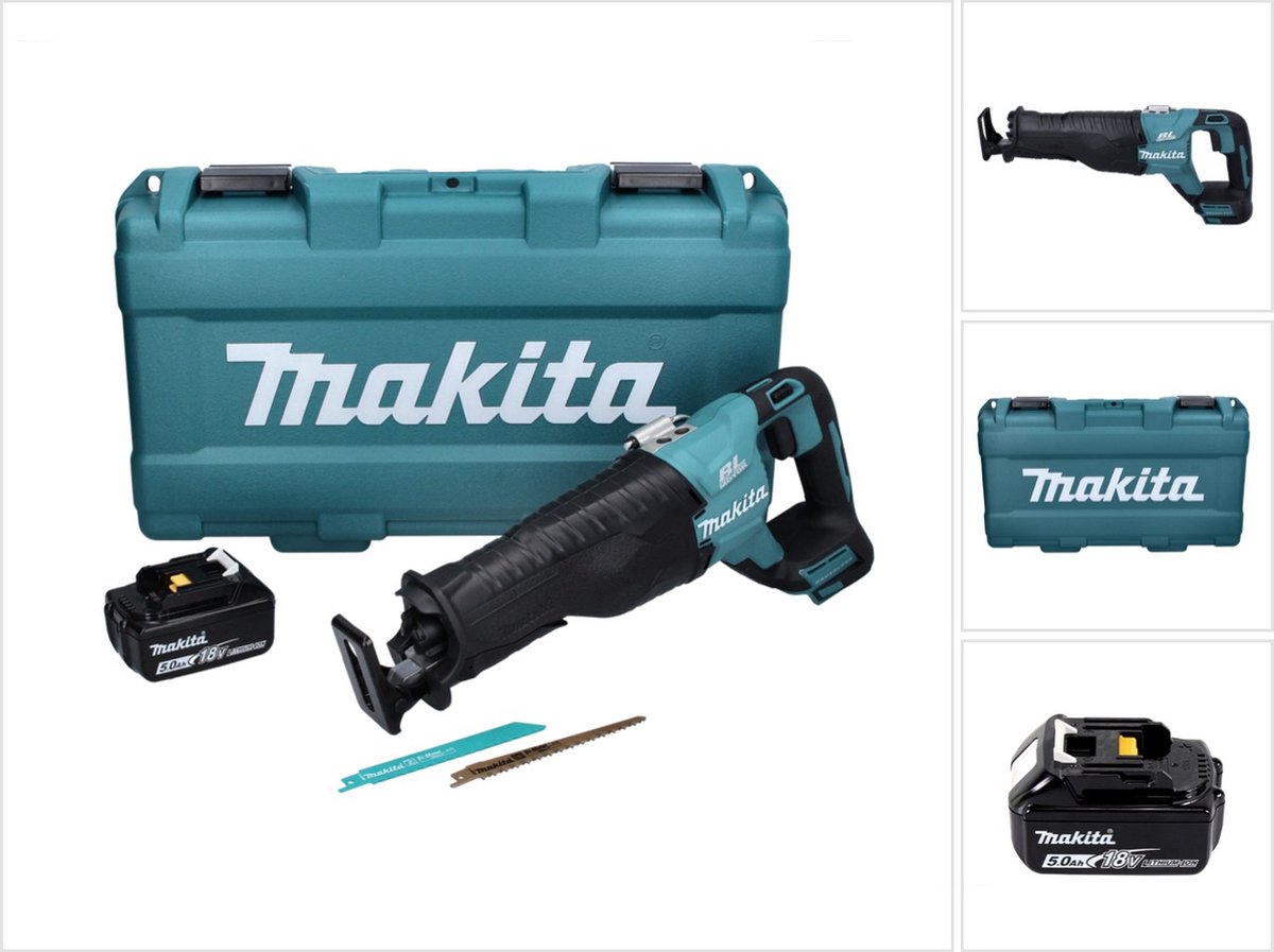 Makita DJR 187 T1K accu reciprozaag 18 V borstelloos + 1x accu 5,0 Ah + koffer - zonder oplader