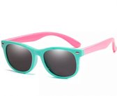 Kinder-zonnebril voor jongens/meisjes - kindermode - fashion - zonnebrillen - lichtgroen montuur - roze poten