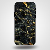 Smartphonica Telefoonhoesje voor iPhone Xr met marmer opdruk - TPU backcover case marble design - Goud Zwart / Back Cover geschikt voor Apple iPhone XR