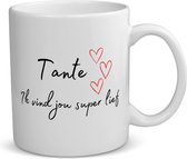 Akyol - tante ik vind jou super lief koffiemok - theemok - Tante - de liefste tante - verjaardag - cadeautje voor tante - tante artikelen - kado - geschenk - 350 ML inhoud