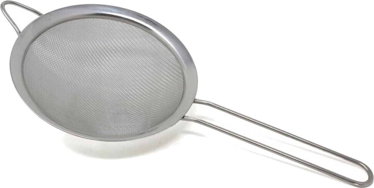 Concorde Keuken vergiet/zeef met steel - metaal - grijs - D16 x L34 cm