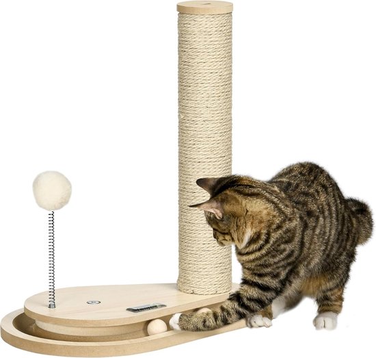 TYROL Krabvis Voor Katten – Van Natuurkurk En Sisal, Met Kattenkruid, 35 Cm Groot, Speel- En Klauwverzorging In één