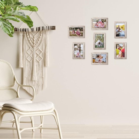 Fotolijst, Collage Voor 12 Foto's, Uit MDF Platen, Montage Noodzakelijk Wit Houtnerf