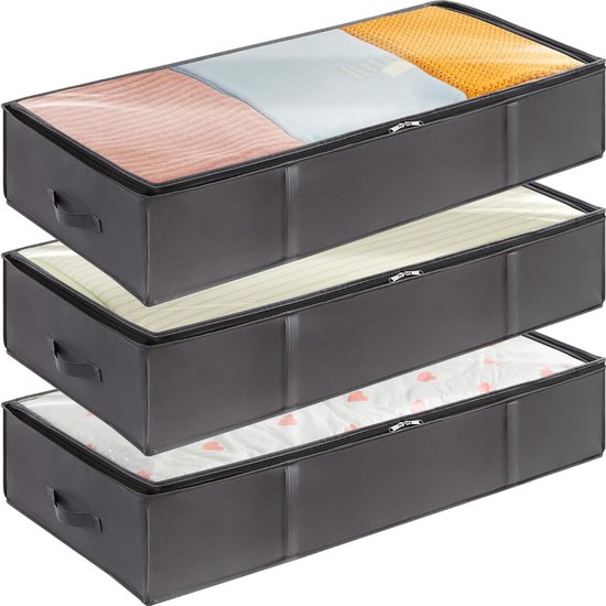 Opvouwbare opbergtas voor onder het bed - 3 stuks met handgrepen Opvouwbare opbergtas voor onder het bed - 3 stuks met handgrepen