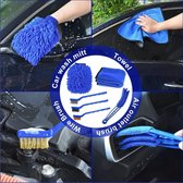 Auto reinigingsset, 21 stuks auto reinigingsborstelset, voor het reinigen van velgen, dashboard, interieur, buiten, leer, ventilatiesleuven, emblemen (blauw)