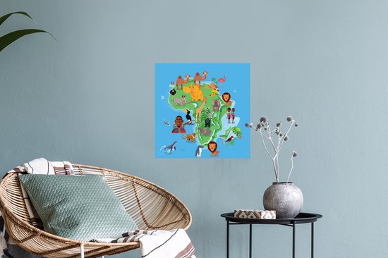 Sticker Muursticker L'illustration des Big Five - illustration de la carte de l' Afrique les Big Five - 30x30 cm - film adhésif autocollant - sticker mural repositionnable