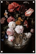Tuindecoratie Bloemen - Jan Davidsz de Heem - Tijger - Schilderij - Stilleven - Oude meesters - 40x60 cm - Tuinposter - Tuindoek - Buitenposter