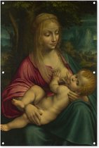 Tuinposter - Tuindoek - Tuinposters buiten - The virgin and child - Leonardo da Vinci - 80x120 cm - Tuin