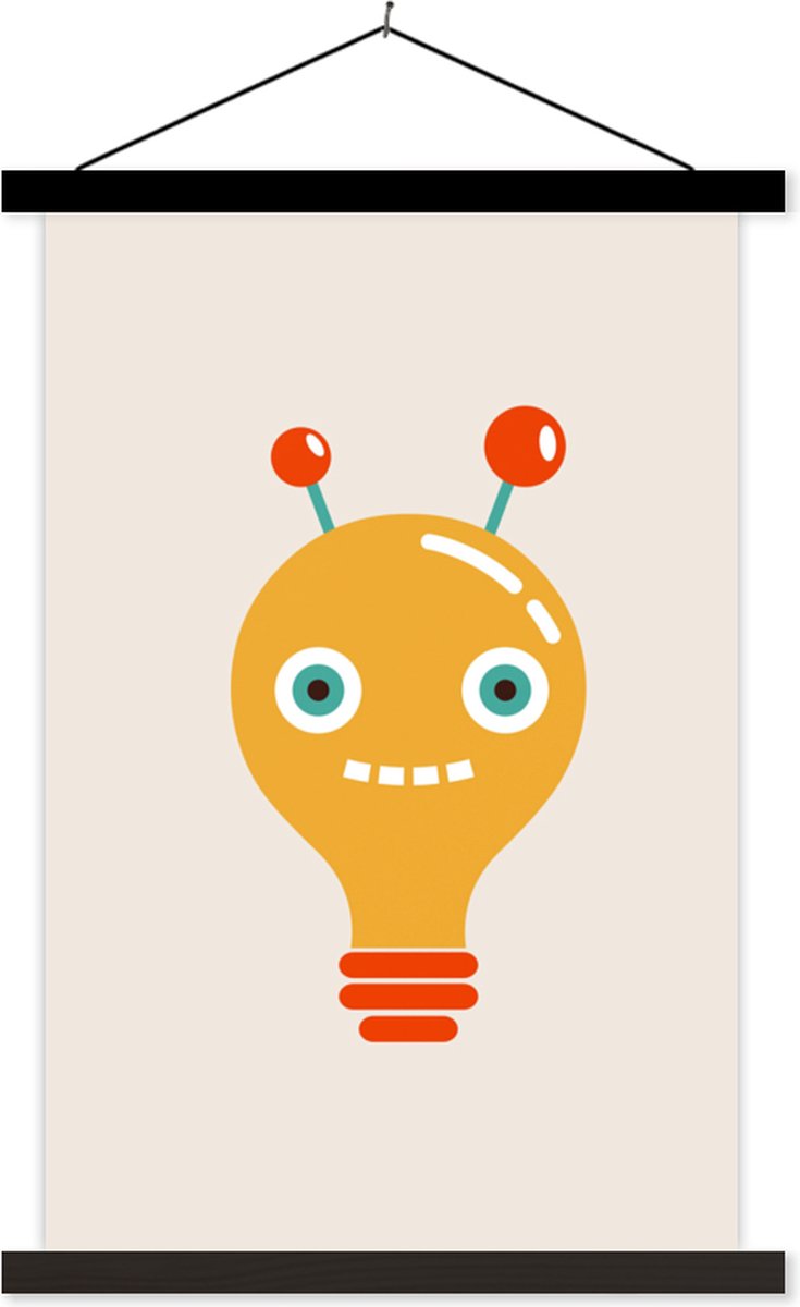 Posterhanger incl. Poster 120x180 cm - Schoolplaat - Robot - Gloeilamp - Gezicht - Antenne