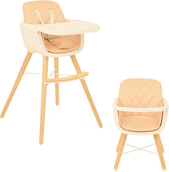 Foto: Sft products 2 in 1 kinderstoel roze geschikt vanaf 6 maanden babystoel eetstoel kinderstoel peuterstoel lederlook babystoel hoge kinderstoel lage peuterstoel kinderzitje houten kinderstoel 