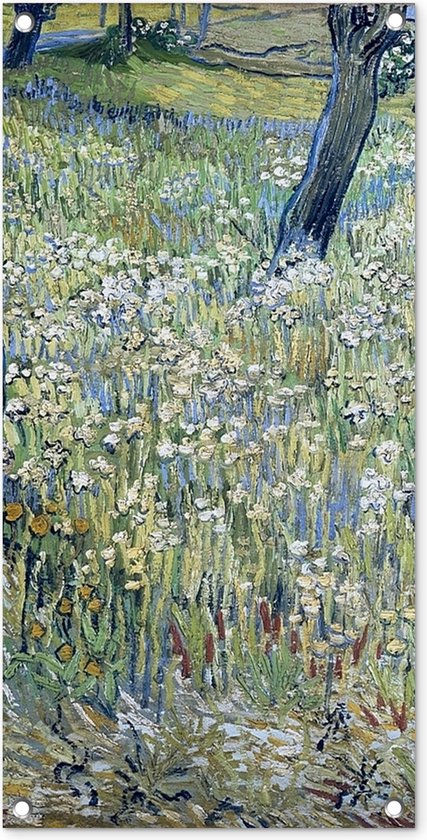 Tuinposter Boomstammen in het gras - Vincent van Gogh - 40x80 cm - Wanddecoratie Buiten - Tuinposter - Tuindoek - Schuttingposter - Tuinschilderij