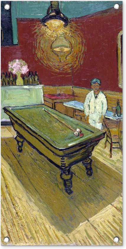 Tuinposter Het Nachtcafé - Vincent van Gogh - 40x80 cm - Wanddecoratie Buiten - Tuinposter - Tuindoek - Schuttingposter - Tuinschilderij