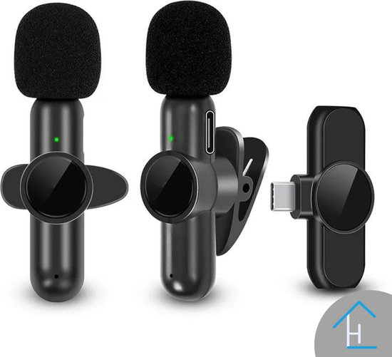Foto: Hoomshop nl 2 in 1 draadloze iphone microfoons telefoon lavalier tiktok mics vlog microfoons asmr microfoons handsfree clip on wireless spelt microfoon iphone 7 8 pro iphone se iphone x xs max iphone 11 12 13 14 pro