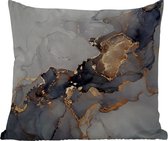 Sierkussen Buiten - Zwart - Marmer - Luxe - Goud - 60x60 cm - Weerbestendig