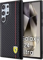 Ferrari Backcase hoesje geschikt voor Samsung Galaxy S24 Ultra - Effen Zwart - Kunstleer