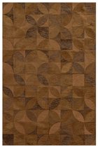 Bruin Rondo grafisch vloerkleed met abstract bladerpatroon - Tapijt - 200 x 280 cm