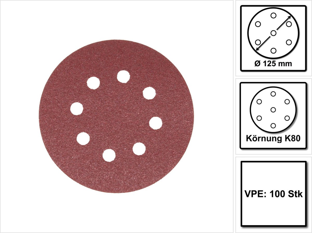 Makita 2x schuurpapier met klittenband 125 mm K80 100 stuks ( 2x P-43642 ) voor DBO BO DCW DWE GEX PEX SXE BOS
