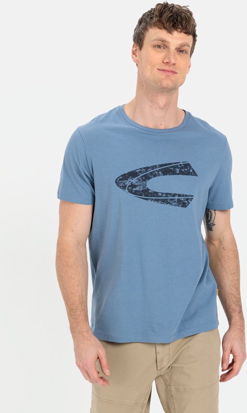 camel active T-shirt met print van duurzame organic cotton - Maat menswear-5XL - Blauw