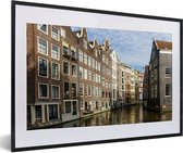 Fotolijst incl. Poster - Grachtenpanden langs het kanaal in Amsterdam - 60x40 cm - Posterlijst