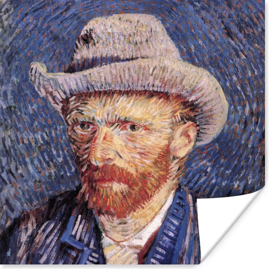 Poster Zelfportret met grijze vilthoed - Vincent van Gogh - 30x30 cm