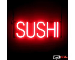 SUSHI - Lichtreclame Neon LED bord verlicht | SpellBrite | 46 x 16 cm | 6 Dimstanden - 8 Lichtanimaties | Reclamebord neon verlichting