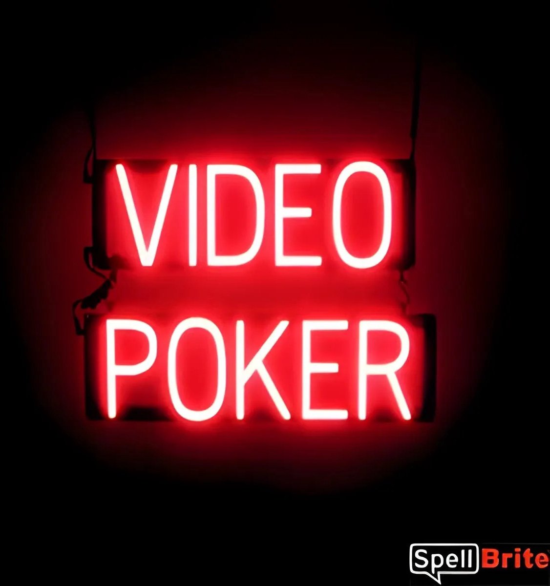 VIDEO POKER - Lichtreclame Neon LED bord verlicht | SpellBrite | 51 x 38 cm | 6 Dimstanden - 8 Lichtanimaties | Reclamebord neon verlichting
