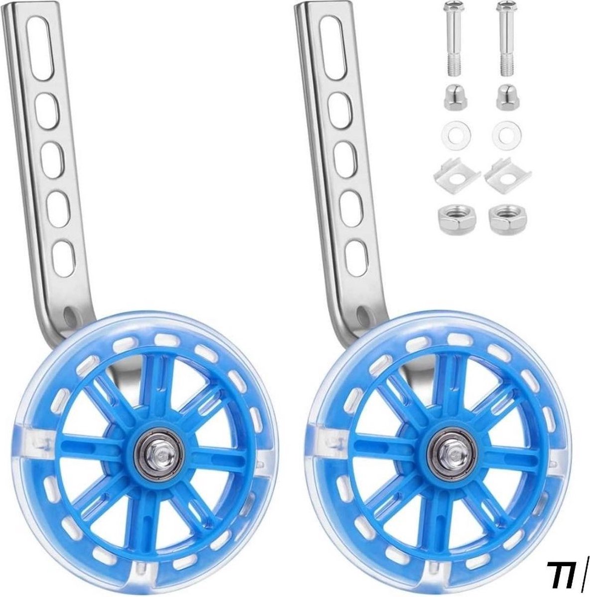 *** Blauwe Zijwieltjes 12-20 inch met Softwheels, Verlichting en Gelagerd voor Extra Stabiliteit - van Heble® ***