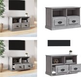 vidaXL Tv-meubel 80x35x50 cm bewerkt hout grijs sonoma eikenkleurig - Tv-kast - Tv-kasten - Tv-meubel - Hifi-meubel