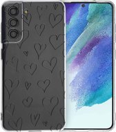 iMoshion Hoesje Geschikt voor Samsung Galaxy S21 FE Hoesje Siliconen - iMoshion Design hoesje - Meerkleurig / Hearts