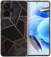 iMoshion Hoesje Geschikt voor Xiaomi Redmi Note 12 Pro Hoesje Siliconen - iMoshion Design hoesje - Meerkleurig / Black Graphic