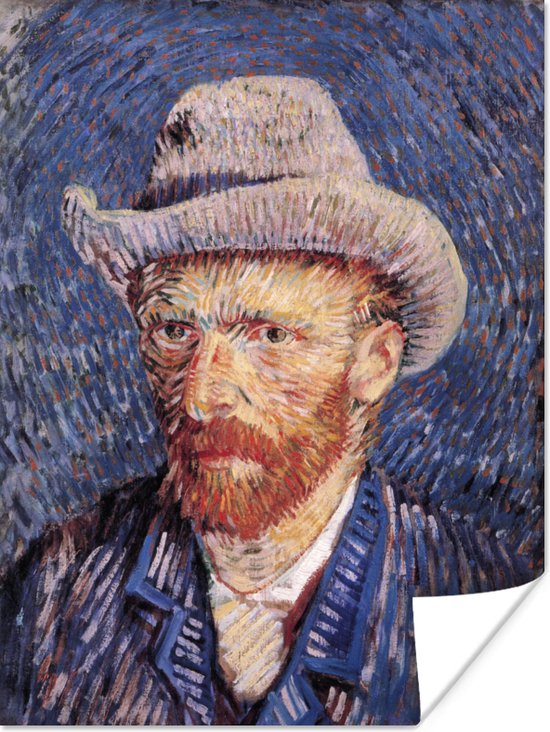Poster Zelfportret met grijze vilthoed - Vincent van Gogh - 60x80 cm