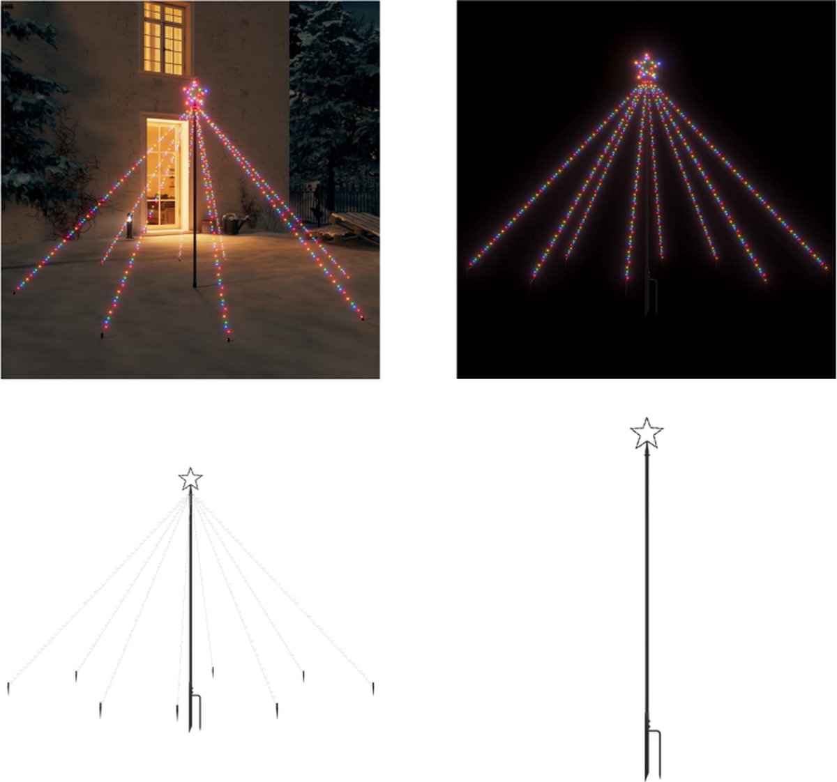 vidaXL Kerstboomverlichting 400 LED's binnen/buiten 2-5 m meerkleurig - LED-boomverlichting - LED-boomverlichtingen - Kerstverlichting - Kerstverlichtingen