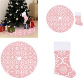 vidaXL Kerstboomrok luxe met sok 122 cm stof roze - Kerstboomjurk - Kerstboomjurken - Kerstboomrok - Kerstboomrokken