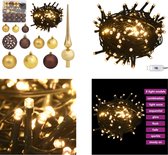 vidaXL 120-delige Kerstballenset met piek en 300 LED's goud en brons - Kerstbal - Kerstballen - Kerstbalset - Kerstballenset