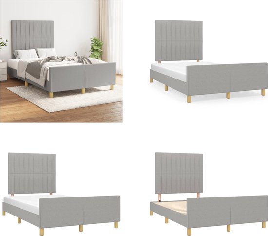 vidaXL Cadre de lit avec tête de lit Tissu Gris clair 120x200 cm - Cadre de lit avec tête de lit - Encadrements de lit avec têtes de lit - Lit - Meubles de couchage