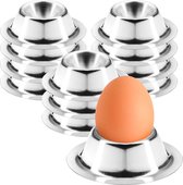12 x eierdopjes van roestvrij staal – elegante warmte-isolerende eierhouders in metallic look – ontbijtset in modern tijdloos design – voor thuis, in het hotel of de gastro