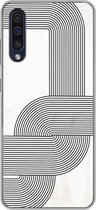 Geschikt voor Samsung Galaxy A50 hoesje - Kunst - Zwart - Wit - Lijn - Siliconen Telefoonhoesje