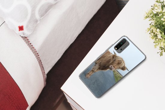 Coque de téléphone compatible avec Xiaomi et Redmi 9T - Motif écossais Highlander - Route - Herbe - Coque en Siliconen