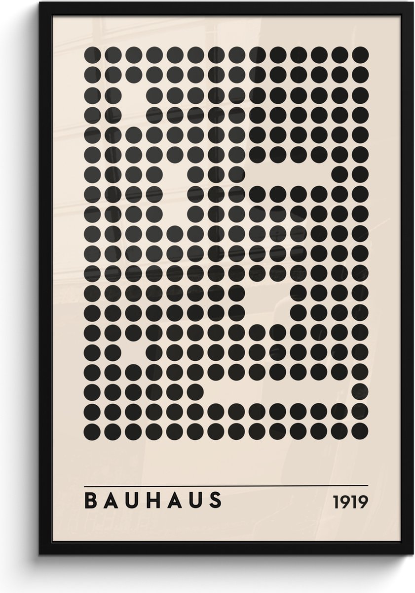 FrameYourWall Poster in lijst - Fotolijst 60x90 cm - Posters - Bauhaus - Retro - Modern - Kunst - Abstract - Posterlijst zwart - Decoratie - Wanddecoratie woonkamer - Muurdecoratie slaapkamer