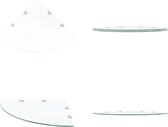 vidaXL Hoekschappen 2 st met chromen dragers 45x45 cm glas transparant - Hoekschap - Hoekschappen - Muurrek - Muurrekken