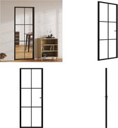 vidaXL Binnendeur 76x201-5 cm ESG-glas en aluminium zwart - Binnendeur - Binnendeuren - Deur - Glazen Deur