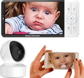 iNeedy 2024 Babyfoon met App - Babyfoon - White Noise - 5 Inch Ultra HD - Baby Monitor - Babyfoon met camera - Slimme detectoren
