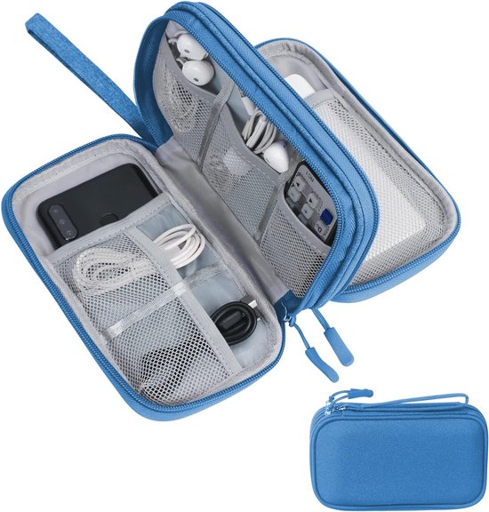 Zachte gadget tas kleine reiskoffer kabel organizer, elektronica zakje, draagbare kabeltas voor powerbank, oortelefoon, harde schijf, lippenstiften, borstel-geel-groot