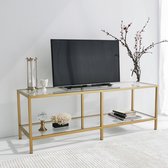 Glazen TV meubel - goud - modern en elegant design - 130x45x40cm