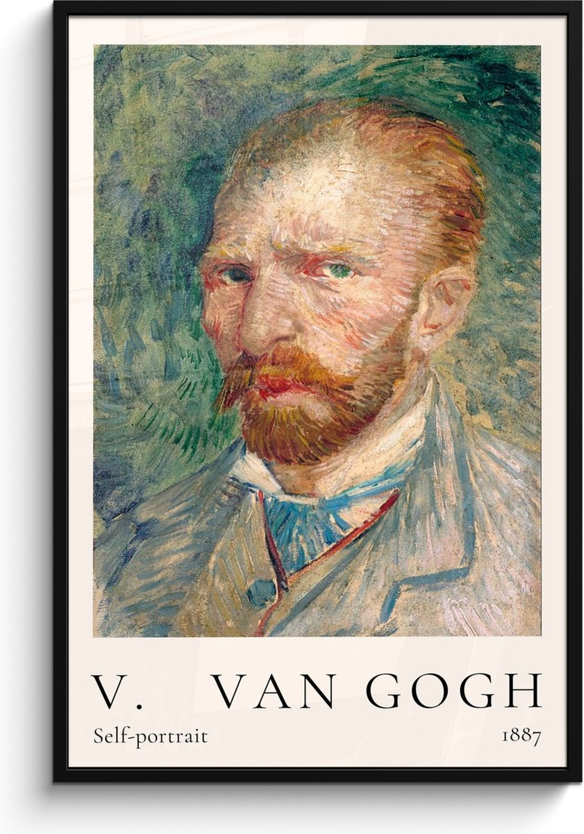 FrameYourWall Poster in lijst - Fotolijst 80x120 cm - Posters - Vincent van Gogh - Self-portrait - Kunst - Oude meesters - Posterlijst zwart - Decoratie - Wanddecoratie woonkamer - Muurdecoratie slaapkamer