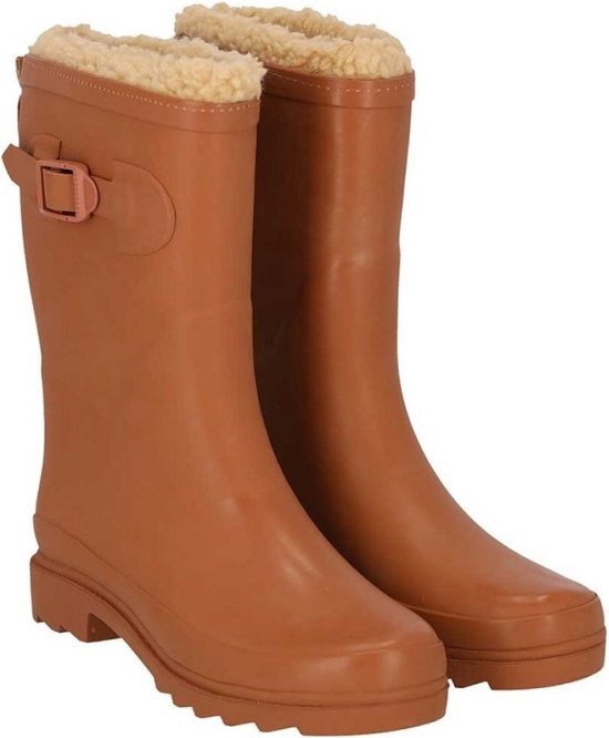 Bruin gevoerde damesregenlaars Rubber Rain Boots van XQ 40