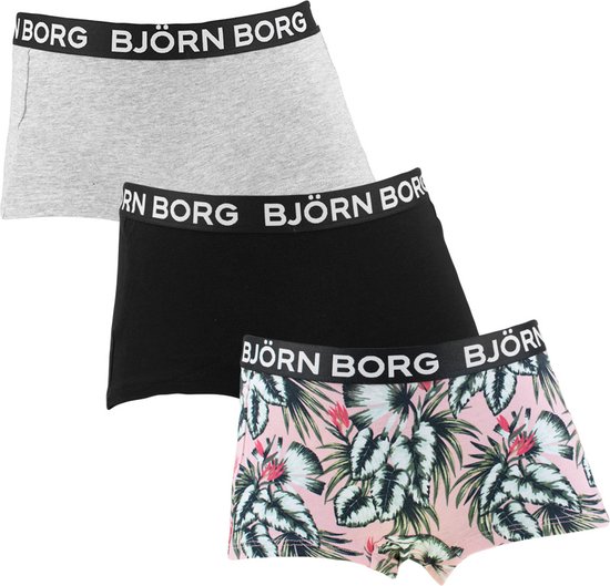 Björn Borg filles coton stretch 3P mini boxer feuilles de base multi - 146/152