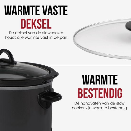 DistinQ Slowcooker 4 liter – Keramische binnenpan - Warmhoudfunctie 180Watt - BPA en PFAS vrij