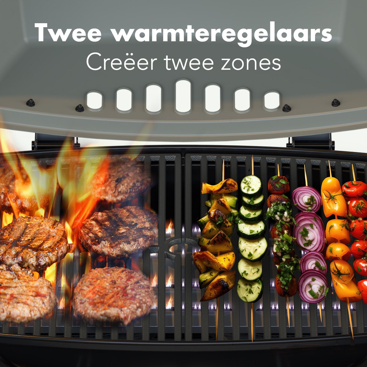 KitchenBrothers Gas BBQ - Tafelmodel Barbecue - Tafelbarbecue - PFAS Vrij - Anti-aanbaklaag - 37x48 cm Grilloppervlak - Zwart – foto 3