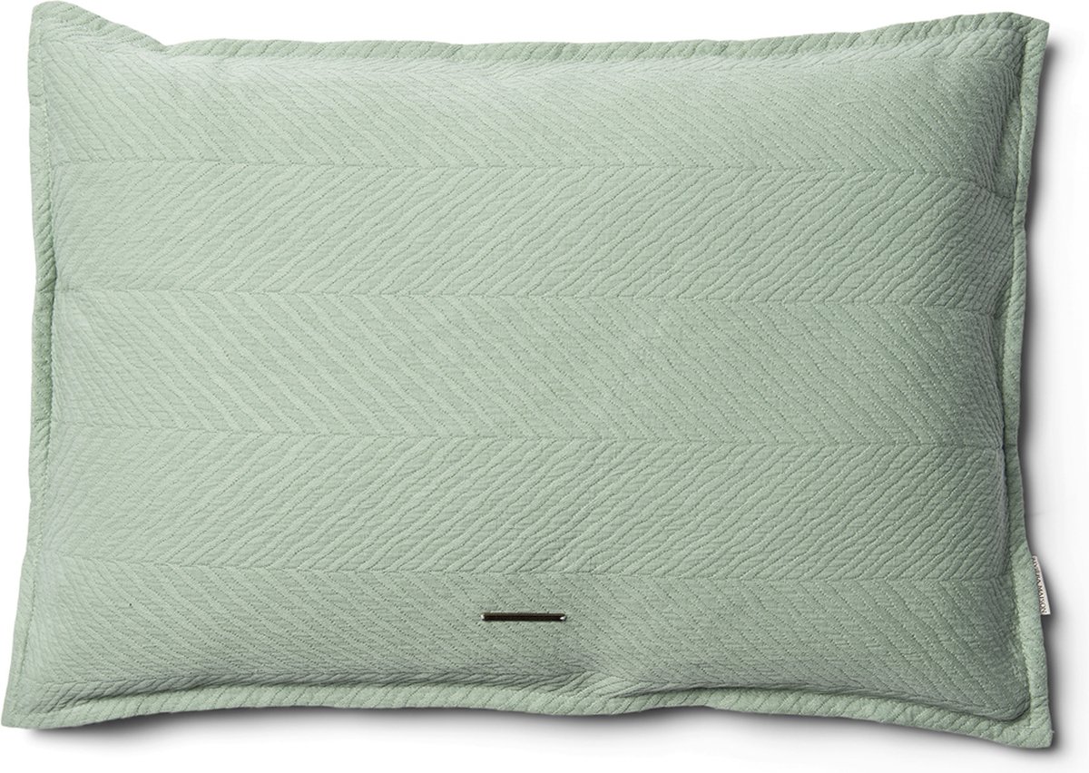 Riviera Maison Kussenhoes 65x45 Groen met structuur effen kleur - Emmeline sierkussen rechthoek